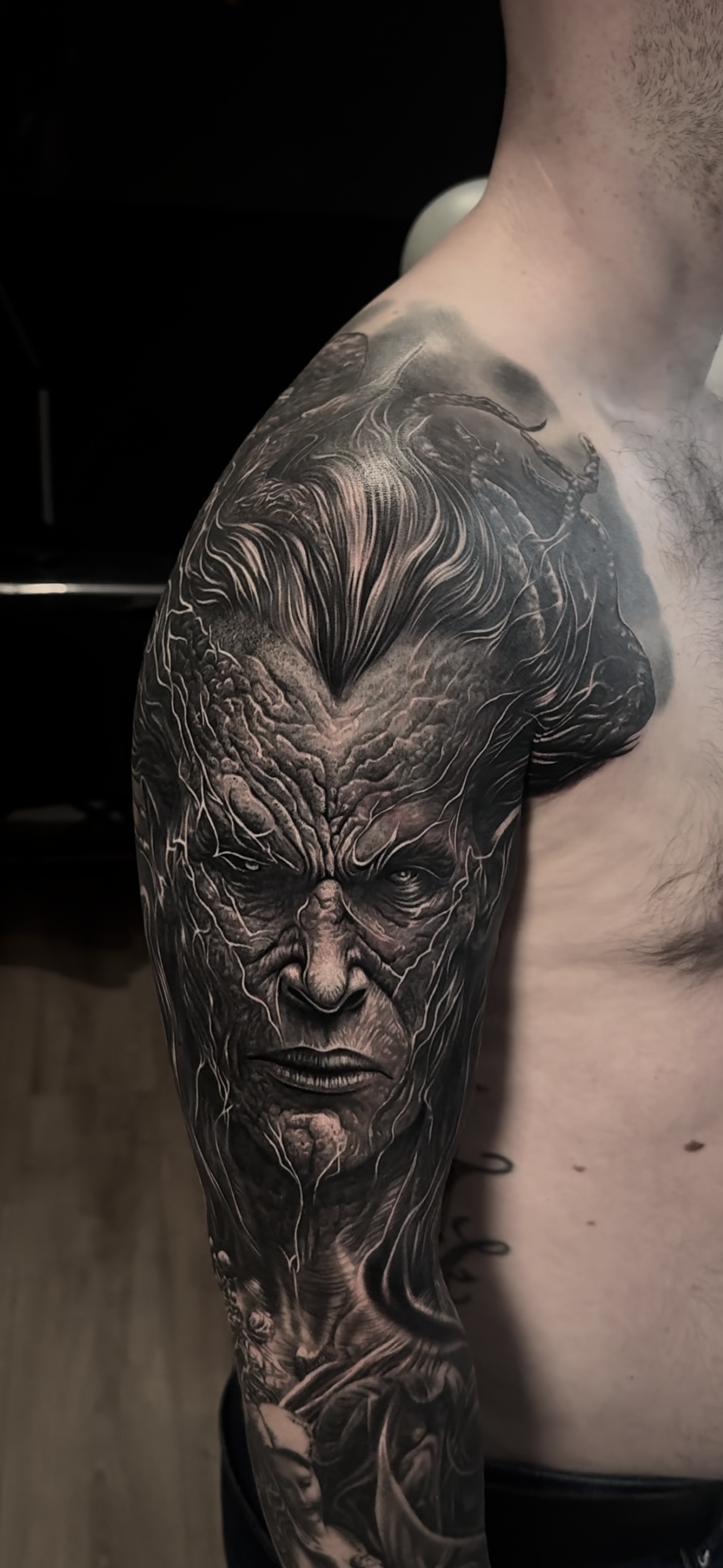 Cover-Up Tattoo Gesicht Portrait realistisch Sleeve Studio One 1 Ink