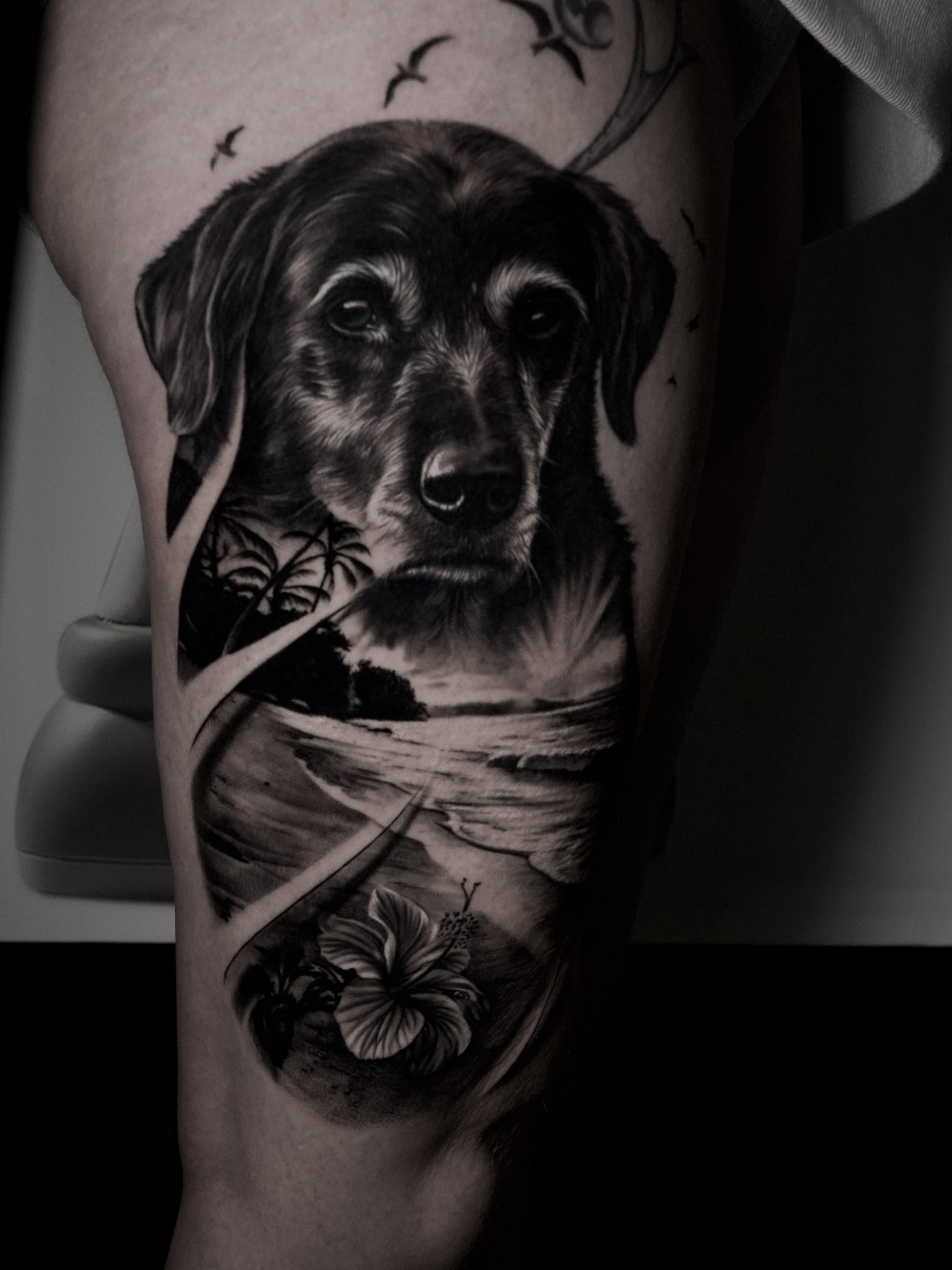 Hund Tattoo Bein realistisch Friedberg